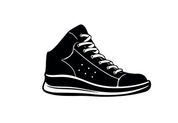 Black and white shoe vector illustration isolated on white background