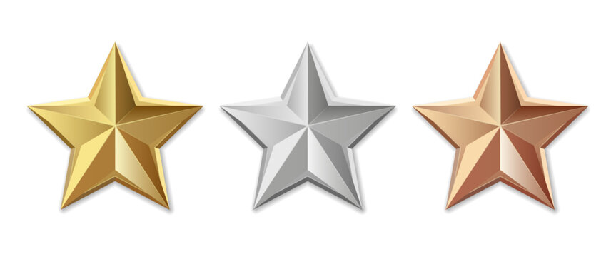 Golden silver and bronze star product rating review for apps and websites
