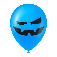 Halloween blue balloon illustration with scary and funny face