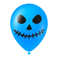 Halloween blue balloon illustration with scary and funny face