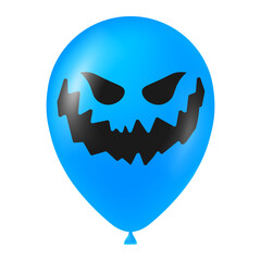Halloween blue balloon illustration with scary and funny face
