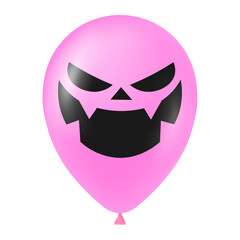 Halloween pink balloon illustration with scary and funny face