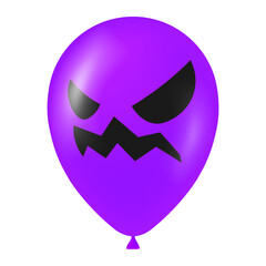 Halloween purple balloon illustration with scary and funny face