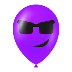 Halloween purple balloon illustration with scary and funny face