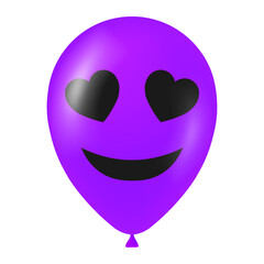 Halloween purple balloon illustration with scary and funny face