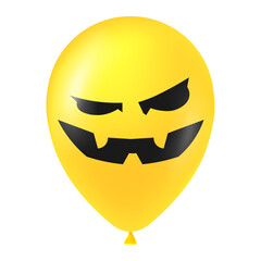 Halloween yellow balloon illustration with scary and funny face