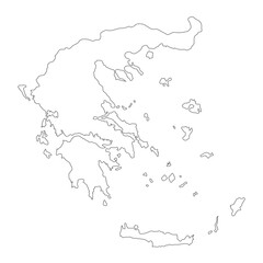 Highly detailed Greece map with borders isolated on background