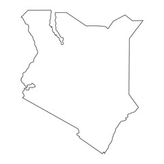 Highly detailed Kenya map with borders isolated on background