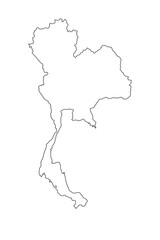 Highly detailed Thailand map with borders isolated on background