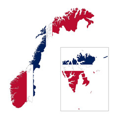 Norway map silhouette with flag isolated on white background
