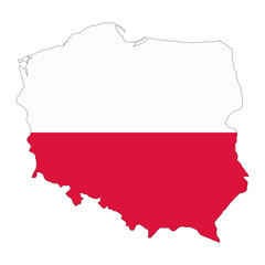 Poland map silhouette with flag isolated on white background