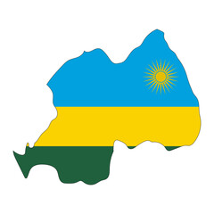Rwanda map silhouette with flag isolated on white background
