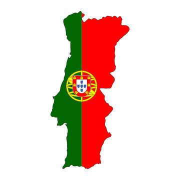 Portugal map silhouette with flag isolated on white background