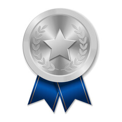 Silver award medal with star Illustration from geometric shapes