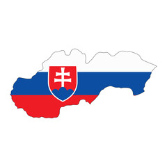 Slovakia map silhouette with flag isolated on white background