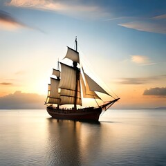 Obraz na płótnie Canvas ship in the sunset