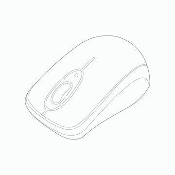 Wireless vector computer mouse, Bluetooth mouse, Optical mouse line art, eps10.