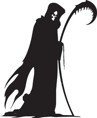 Death, Grim Reaper, Skeleton in black robe, Vector illustration, SVG