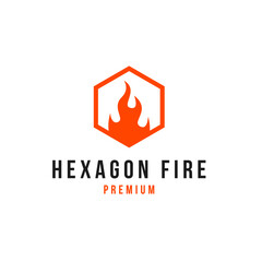 Creative Hexagon Fire Flame Logo Design Concept Vector Illustration Symbol Icon