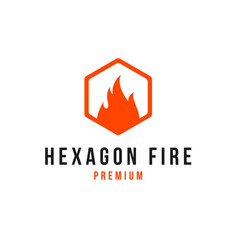 Fototapeta premium Creative Hexagon Fire Flame Logo Design Concept Vector Illustration Symbol Icon