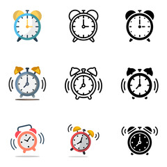 alarm clock icon set design vector