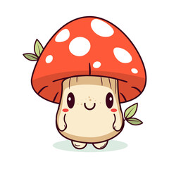 Cute cartoon mushroom illustration for kids. Vector.