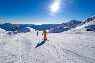 Ski slopes in Monte Rosa ski resort - obrazy, fototapety, plakaty