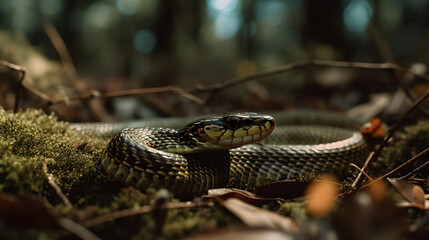 Garter Snakes in Their Natural Habitat. Generative AI