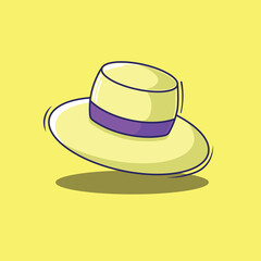 Cute vector beach hat cartoon icon illustrations