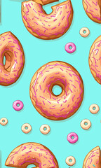 seamless pattern with donuts created with generative AI