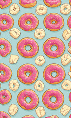 Donuts seamless pattern created with generative AI