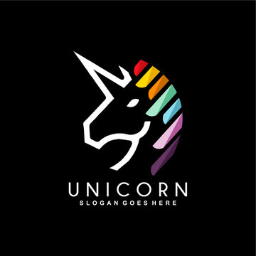 Unicorn head logo design vector