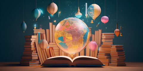 book with globe Generative Ai