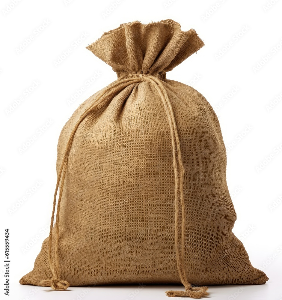 Poster one bag from sacking isolated on white background created with generative ai technology