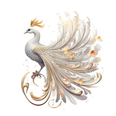 Phoenix bird illustration on transparent background.