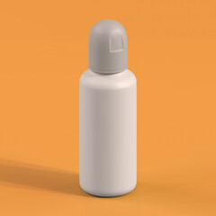 Monochrome Bottle on Orange Background, 3d Rendering