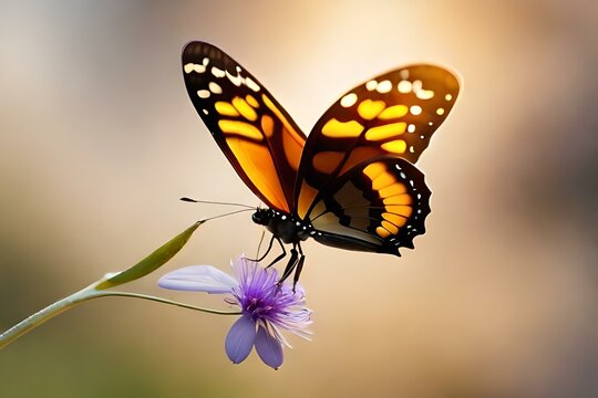  beautiful butterfly on flower Generated AI