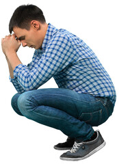 Young man sitting and pray