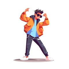 cute cool boy posing cartoon vector icon illustration. people fashion icon concept isolated