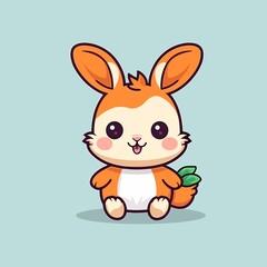 Fototapeta premium Cute rabbit vector icon illustration. animal nature icon concept isolated flat, cute bunny vector illustration
