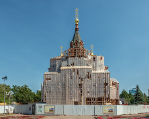 Temple of Alexander Nevsky against the background of the summer sunny sky.
