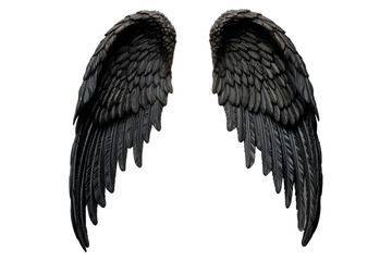 Pair of black dark angel wings isolated - Generative AI
