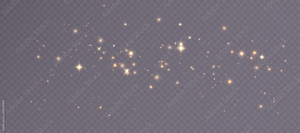 Aufkleber Light effect with lots of golden shiny shimmering particles isolated on transparent background. Vector star cloud with dust. 10 eps