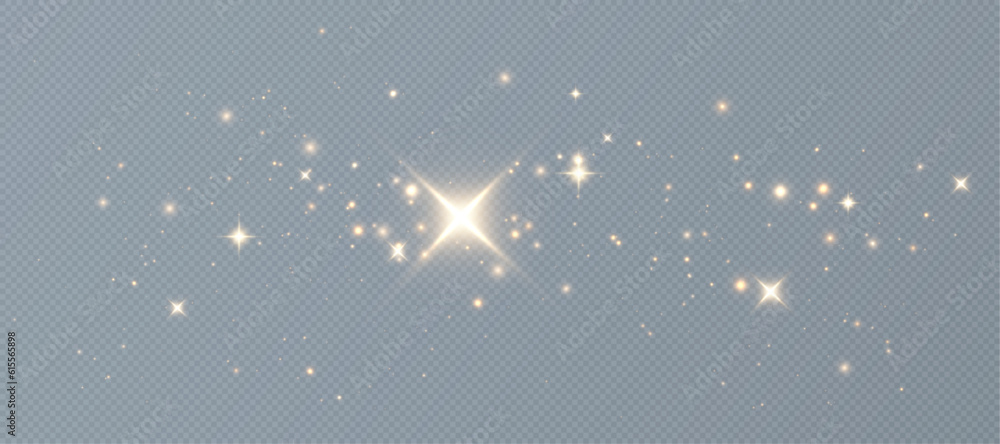 Aufkleber Light effect with lots of golden shiny shimmering particles isolated on transparent background. Vector star cloud with dust. 10 eps