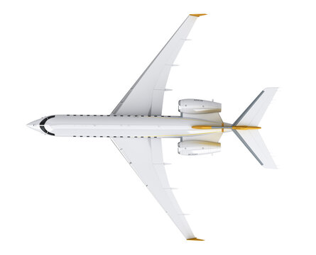 new passenger plane top side view travel concept 3d render on white