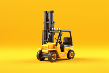 High angle forklift on yellow background