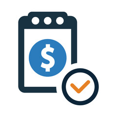 dollar, loan, bills paid statement icon