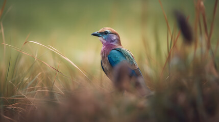 The Magnificent Lilac-Breasted Roller. Generative AI