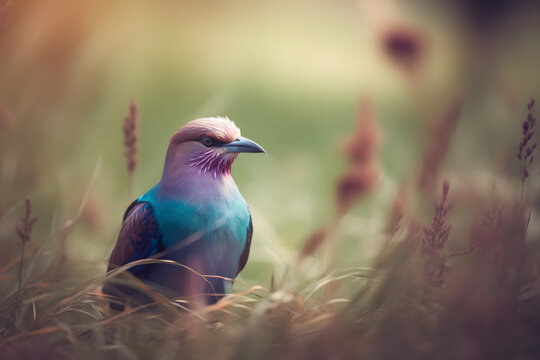 The Magnificent Lilac-Breasted Roller. Generative AI