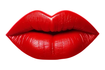 Fotobehang Full red lips isolated - Generative AI © mr_marcom